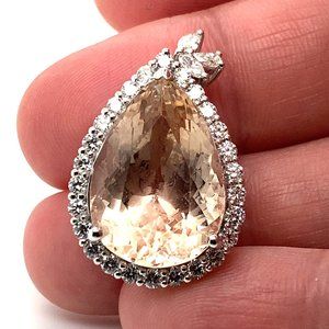 Imperial Topaz 22.58ct Natural Diamonds Solid 950 Platinum Pendant